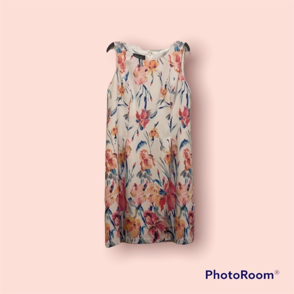 Evan-Picone Black Label Floral Watercolor Sleeveless A-line Dress. - Picture 1 of 6
